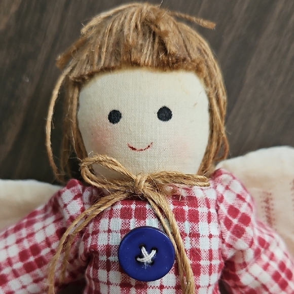 Vintage Handcrafted Plaid Angel Doll - Picture 2 of 11